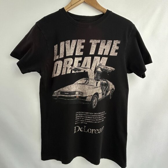 Rare Iconic DeLorean Graphic Tee Black Vintage style Retro cars Men's Small - Picture 2 of 6